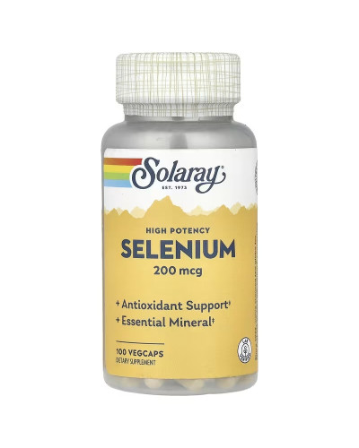 Селен високоефективний, 200 мкг, Selenium, High Potency, Solaray, 100 вегетаріанських капсул