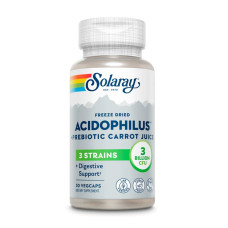 Ацидофилы, Пробиотик и пребиотик морковного сока, Acidophilus 3 Strain Probiotic & Prebiotic Carrot Juice, Solaray, 30 вегетарианских капсул