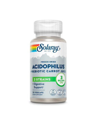 Ацидофіли, Пробіотик та пребіотик морквяного соку, Acidophilus 3 Strain Probiotic & Prebiotic Carrot Juice, Solaray, 30 вегетаріанських капсул