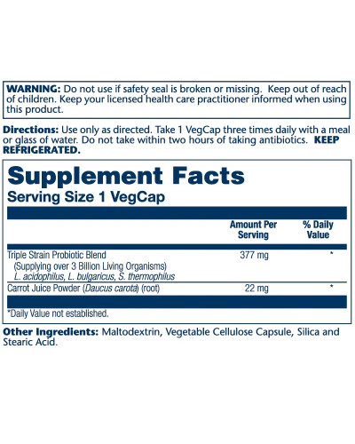 Ацидофилы, Пробиотик и пребиотик морковного сока, Acidophilus 3 Strain Probiotic & Prebiotic Carrot Juice, Solaray, 60 вегетарианских капсул Ацидофилы, Пробиотик и пребиотик морковного сока, Acidophilus 3 Strain Probiotic & Prebiotic Carrot Juice, Solaray, 60 вегетарианских капсул