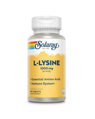 Лізин 1000 мг, L-Lysine, Solaray, 90 Таблеток