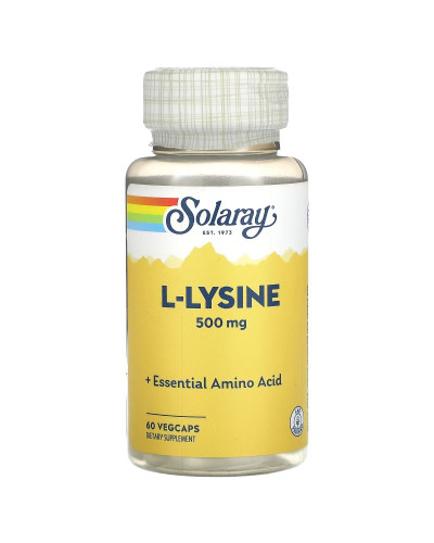 L-Лизин, L-Lysine, Solaray, 500 мг, 60 Капсул