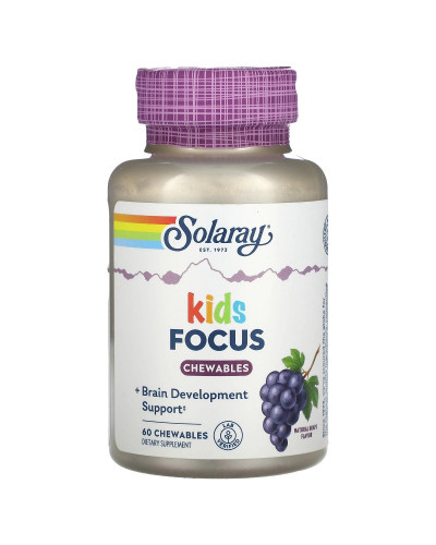 Поддержка детской сосредоточенности, вкус винограда, Kids Focus, Solaray, 60 жевательных таблеток