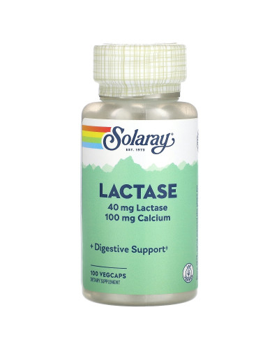 Лактаза, 40 мг, Lactase, Solaray, 100 вегетаріанських капсул