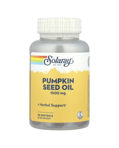 Олія насіння гарбуза, 1000 мг, Pumpkin Seed Oil, Solaray, 90 гелевих капсул