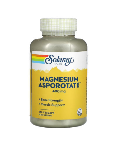 Аспартат Магния, Magnesium Asporotate, Solaray, 400 мг, 180 Капсул