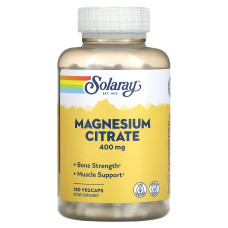 Цитрат Магния, 400 Мг, Magnesium Citrate, Solaray 180 Капсул