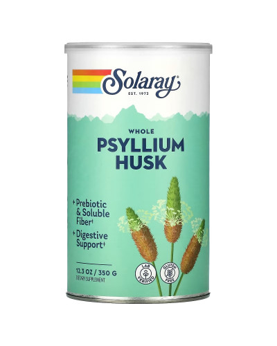 Цілісне лушпиння подорожника, Whole Psyllium Husk, Solaray, 350 г