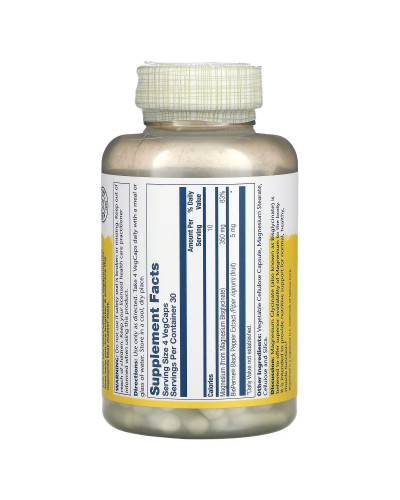 Магний Глицинат высокой усваиваемости, 350 мг, High Absorption Magnesium Glycinate, Solaray, 120 вегетарианских капсул