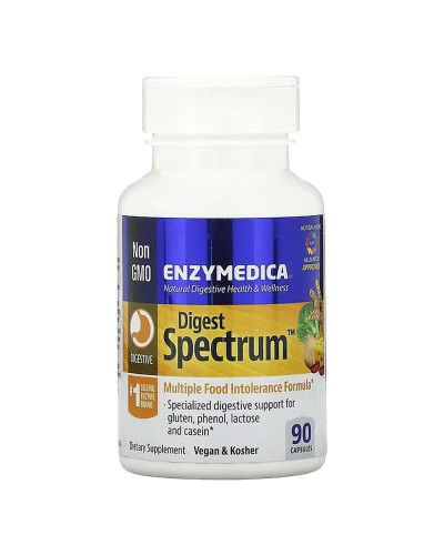 Пищеварительные ферменты, Digest Spectrum, Enzymedica, 90 капсул