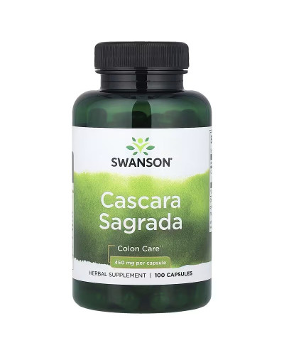 Каскара Саграда, 450 мг, Cascara Sagrada, Swanson, 100 капсул