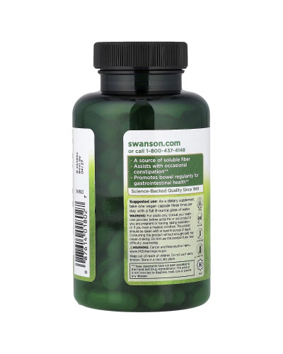 Лушпиння насіння подорожника, 610 мг, Psyllium Husks, Swanson, 100 веганських капсул