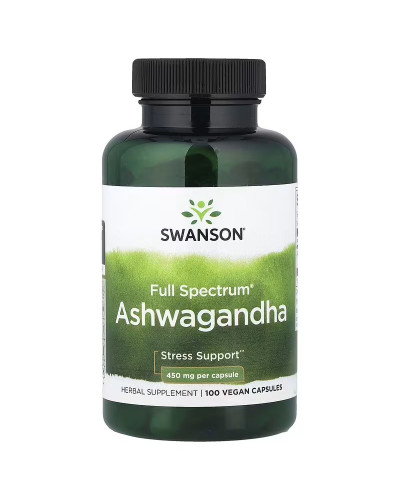 Ашваганда, 900 мг на порцію, Full Spectrum Ashwagandha, Swanson, 100 веганських капсул