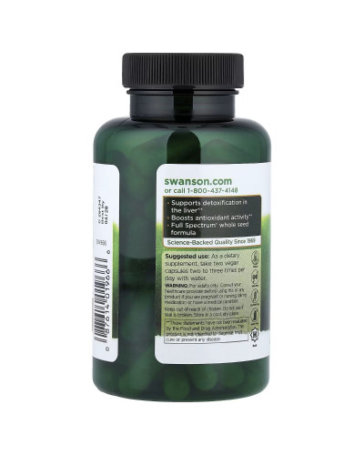 Розторопша, 500 мг, Full Spectrum Milk Thistle, Swanson, 100 веганських капсул Розторопша, 500 мг, Full Spectrum Milk Thistle, Swanson, 100 веганських капсул