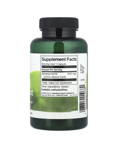 Корінь кропиви, 500 мг, Stinging Nettle Root, Swanson, 100 капсул