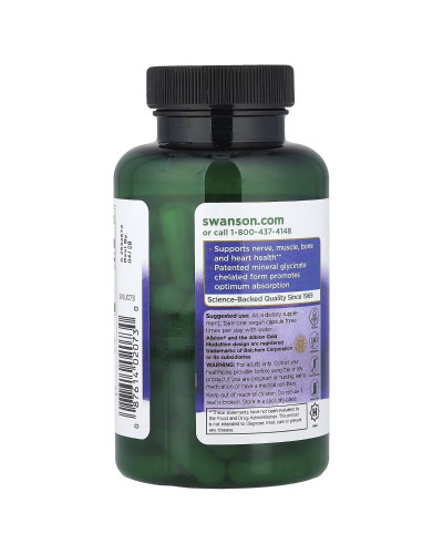 Магній гліцинат, 133 мг, Albion, Magnesium Glycinate, Swanson, 90 веганських капсул
