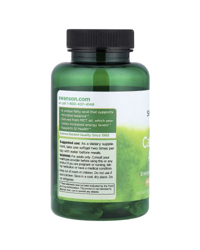 Каприлова кислота, 600 мг, Caprylic Acid, Swanson, 60 гелевих капсул Каприлова кислота, 600 мг, Caprylic Acid, Swanson, 60 гелевих капсул