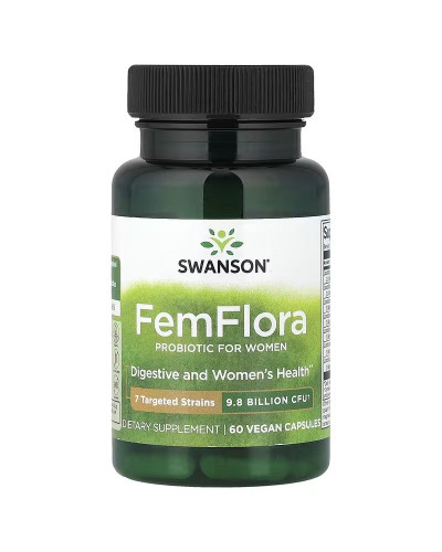 Пробіотик для жінок, 9,8 млрд КУО, FemFlora, Probiotic For Women, Swanson, 60 веганських капсул