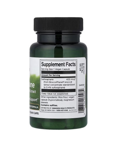 Сульфорафан із екстракту броколі, 400 мкг, Sulforaphane from Broccoli Sprout Extract, Swanson, 60 веганських капсул