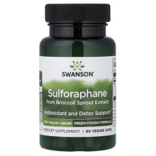 Сульфорафан із екстракту броколі, 400 мкг, Sulforaphane from Broccoli Sprout Extract, Swanson, 60 веганських капсул
