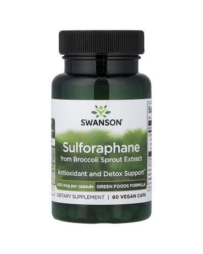 Сульфорафан із екстракту броколі, 400 мкг, Sulforaphane from Broccoli Sprout Extract, Swanson, 60 веганських капсул