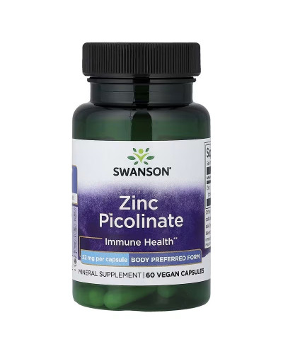 Цинк піколінат, 22 мг, Zinc Picolinate, Swanson, 60 веганських капсул