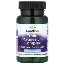 Магній трійний комплекс, 400 мг, Triple Magnesium Complex, Swanson, 30 веганських капсул
