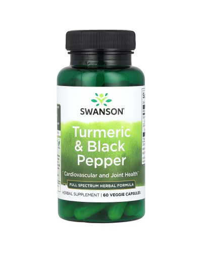 Куркума та чорний перець, Turmeric & Black Pepper, Swanson, 60 вегетаріанських капсул