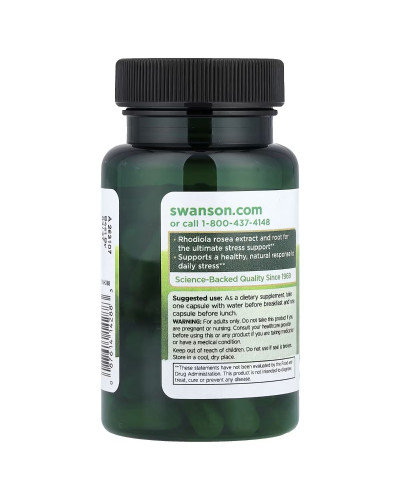 Родіола розова, Rhodiola Rosea Extract, Swanson, 60 капсул