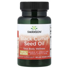 Олія насіння чорного тмина, Black Cumin Seed Oil, Swanson, 60 вегетаріанських капсул