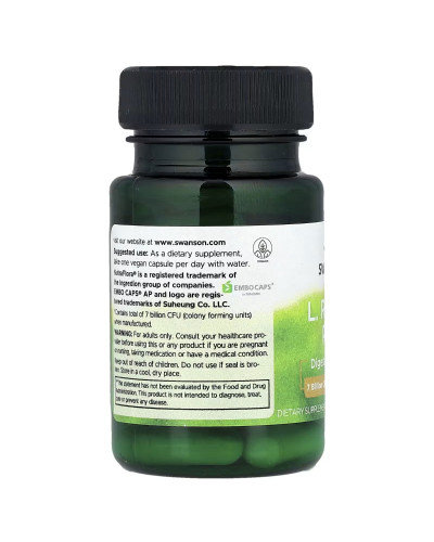 Пробіотик, 7 млрд КУО, Probiotic L. Reuteri Plus, Swanson, 30 веганських капсул