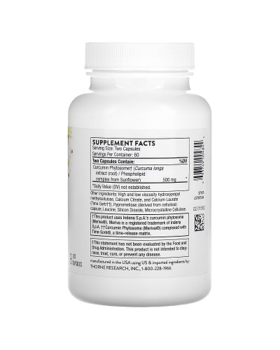 Фитосомы Куркумина, 500 мг, Curcumin Phytosome, Thorne Research, 120 капсул