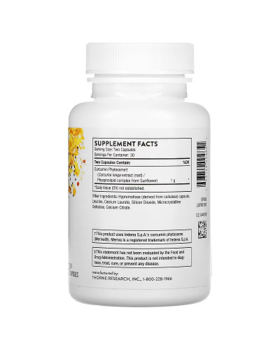 Фитосомы Куркумина, 1000 мг, Curcumin Phytosome, Thorne Research, 60 капсул