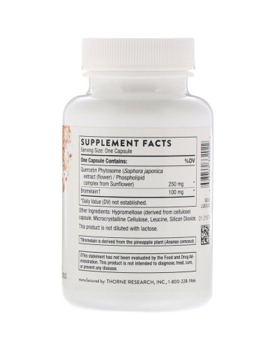 Кверцетин з Бромелайном, Quercetin Complex, Thorne Research, 60 капсул Кверцетин з Бромелайном, Quercetin Complex, Thorne Research, 60 капсул