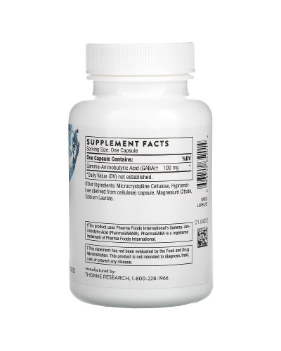 GABA (Гамма-аминомасляная кислота) 100 мг, Pharma GABA-100, Thorne Research, 60 капсул