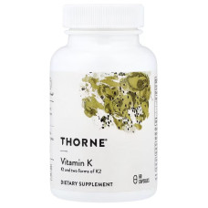 Витамин K, Vitamin K, Thorne, 60 капсул