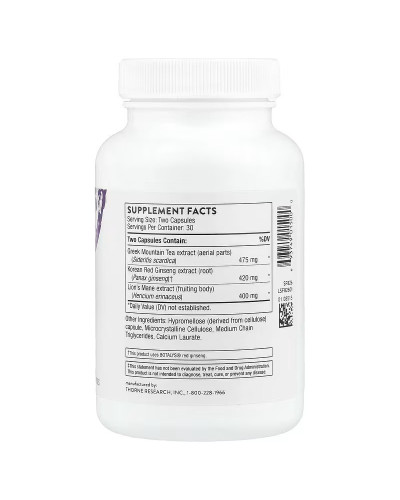 Супер энергия с женьшенем и ежевиком, Ginseng Plus with Lion's Mane, Thorne, 60 капсул