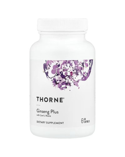 Супер энергия с женьшенем и ежевиком, Ginseng Plus with Lion's Mane, Thorne, 60 капсул