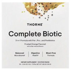 Пробиотический комплекс, вкус апельсина, Complete Biotic, Thorne, 30 стыков