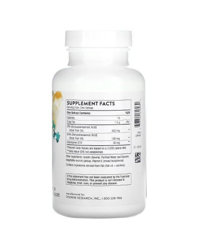 Омега-3 з коензимом Q10, Omega-3 with CoQ10, Thorne Research, 90 гелевих капсул