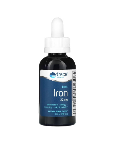 Железо ионизированное в каплях, 22 мг, Ionic Iron, Trace Minerals, 59 мл