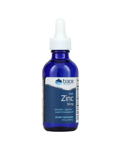 Цинк Ионный в каплях, 50 мг, Ionic Zinc, Trace Minerals, 59 мл