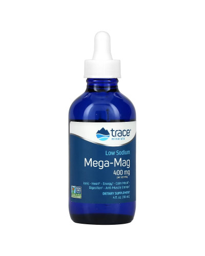 Магній з низьким вмістом натрію, 400 мг, Low Sodium Mega-Mag, Trace Minerals, 118 мл