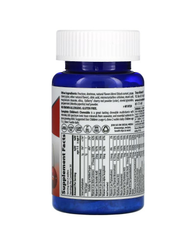 Витаминно-минеральный комплекс для детей, вкус вишни, Complete Multi Children's Chewable, Trace Minerals, 60 жевательных таблеток
