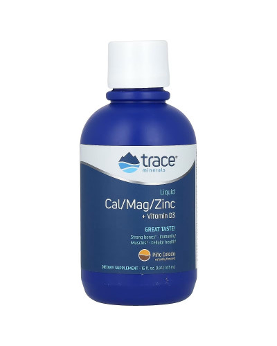 Рідкий кальцій, магній, цинк та вітамін D3, смак піна колади, Liquid Cal Mag Zinc Vitamin D3, Trace Minerals, 473 мл