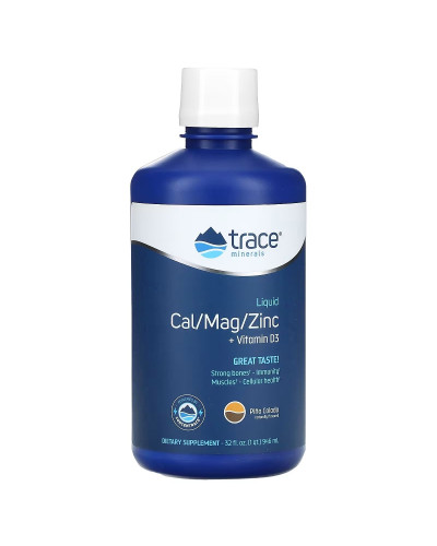 Рідкий кальцій, магній, цинк та вітамін D3, смак піна колади, Liquid Cal Mag Zinc Vitamin D3, Trace, 946 мл