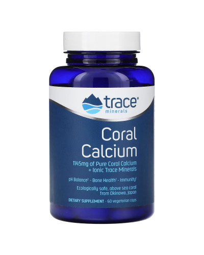 Кораловий кальцій та культові мікроелементи, Coral Calcium + Iconic Trace Minerals, Trace Minerals, 60 вегетаріанських капсул