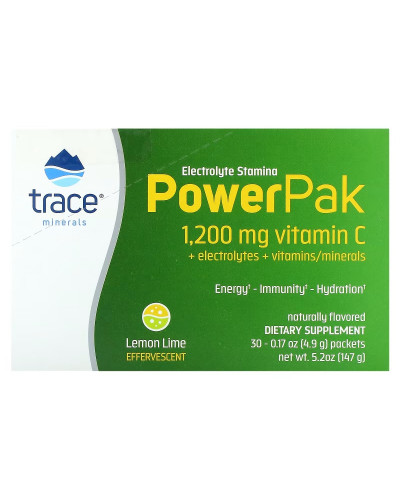 Электролиты, вкус лимон-лайм, Electrolyte Stamina PowerPak, Trace Minerals, 30 пакетов