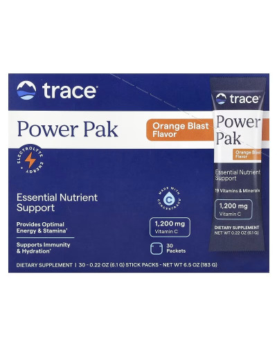 Электролиты, вкус апельсина, Power Pak, Trace Minerals, 30 пакетов по 6 гр.