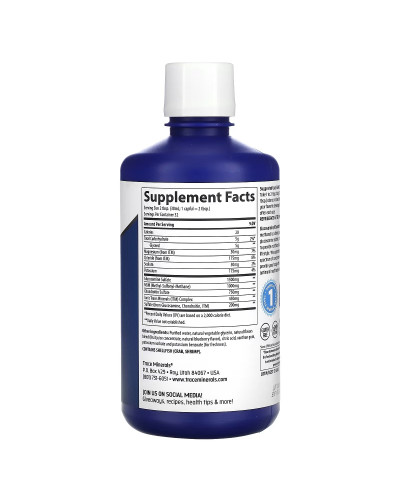 Жидкий глюкозамин, хондроитин и МСМ, вкус голубики, Liquid Glucosamine Chondroitin MSM, Trace Minerals, 946 мл